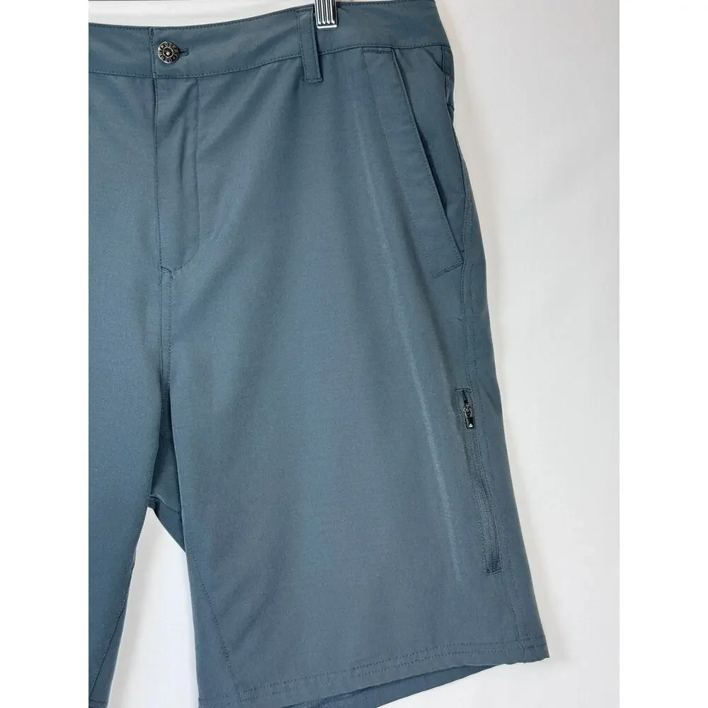 Gerry Mens Trail Hiking Shorts Stretch Zip Pockets Steel Blue Size 36